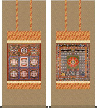江*)様 胎蔵界曼荼羅 金剛界曼荼羅 両界曼荼羅 工芸印刷 仏画 掛け軸 天然木 Amazon｜掛け軸-曼荼羅／金剛界-胎蔵界（双幅・尺五・仏画）｜仏間